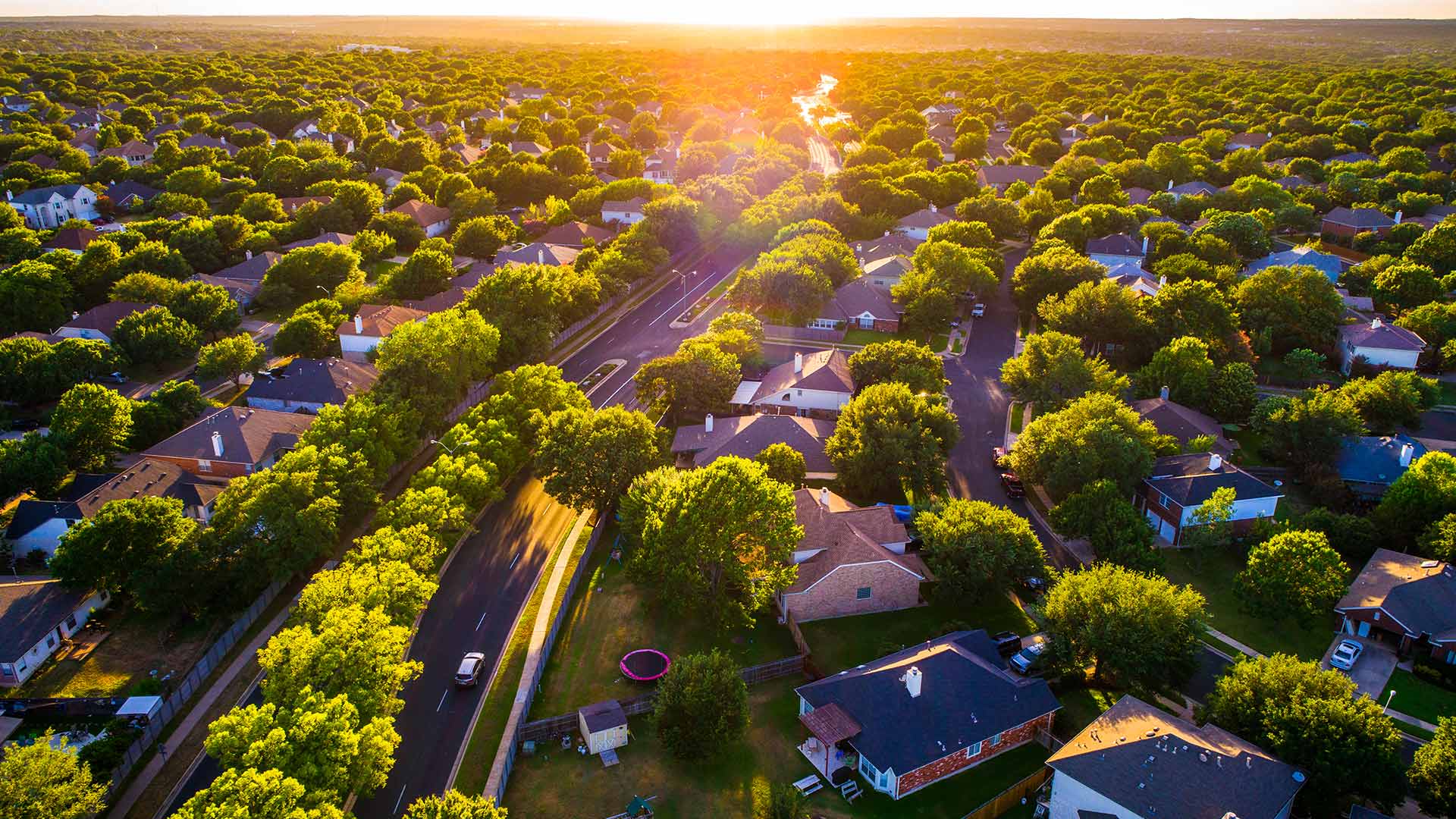 aerial view of homes austin tx
